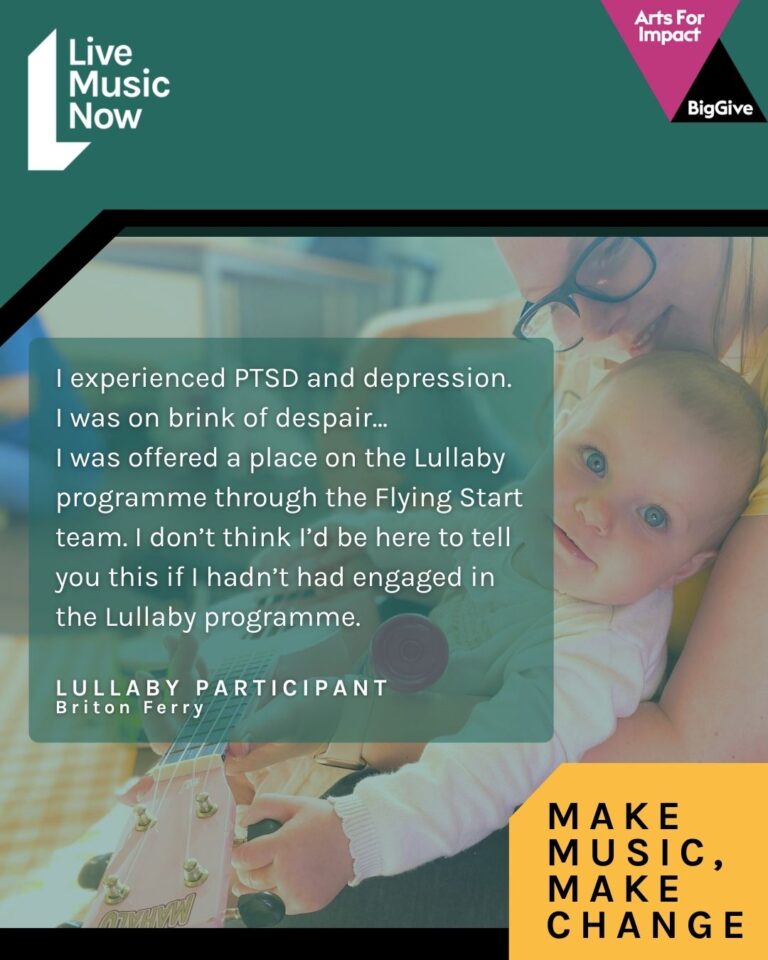 Flyer for Live Music Now's participition in the Big Give 2026