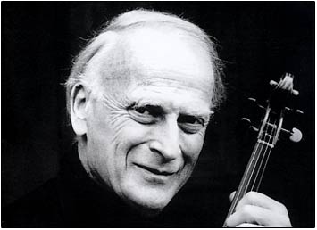 Portrait of Yehudi Menuhin holding a violin